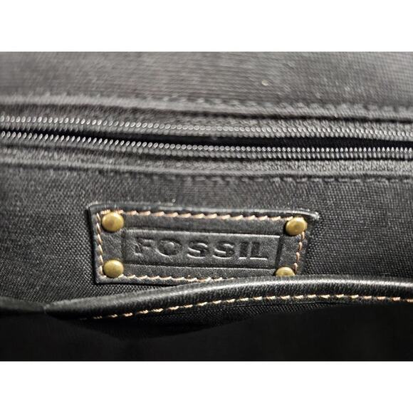 Fossil Leather Side Saddle Crossbody Handbag Medium Size Black - Picture 4 of 7
